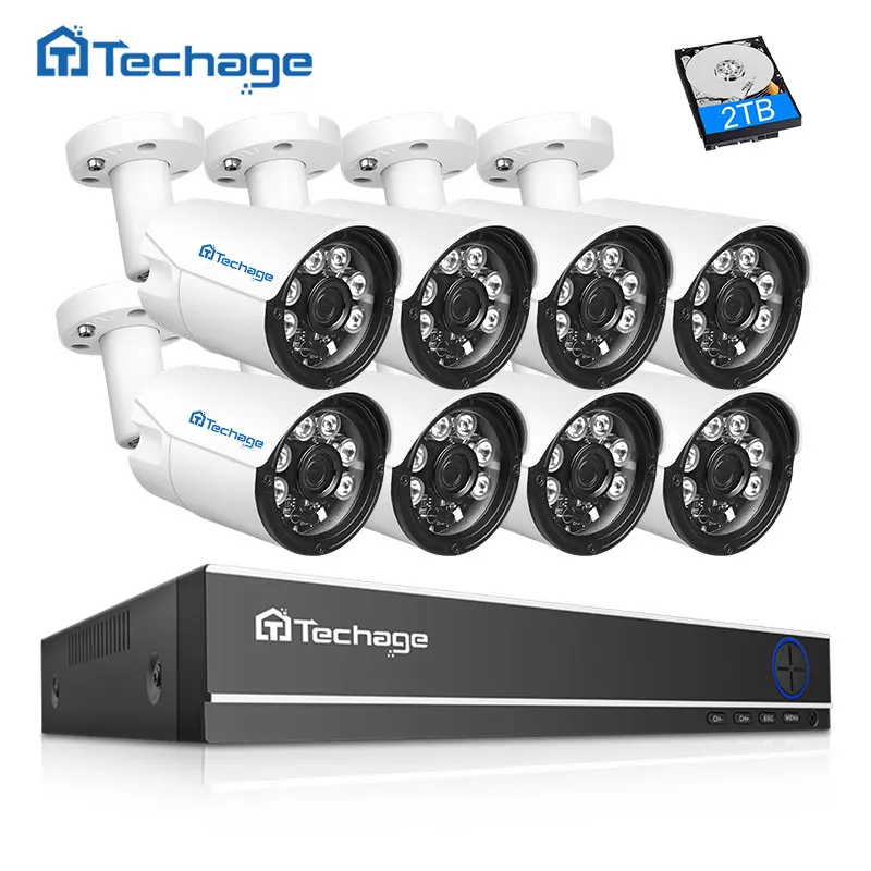 Techage 8CH 4MP HD CCTV камера система AHD DVR комплект 8 шт. ИК Ночная уличная безопасности P2P