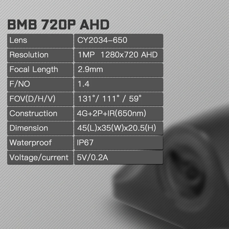 JADO BMC Водонепроницаемая камера заднего вида для D820S D230 6 м 10 15 F2.4 720 P потокового сзади камера несколько методы установки