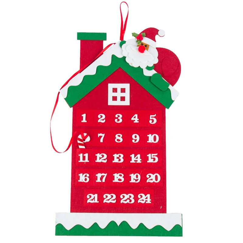 Cute Santa Claus Christmas Home Party Shop Advent Calendar Countdown Decoration Wall Hanging Velvet Calender Gifts New Year