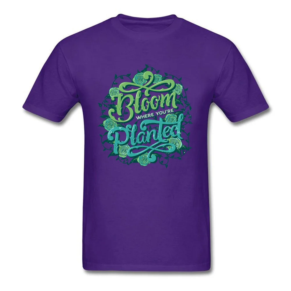 Hip Hop Men T Shirt O Neck Short Sleeve 100% Cotton Bloom Tops Shirts Printed T Shirt Drop Shipping Bloom purple