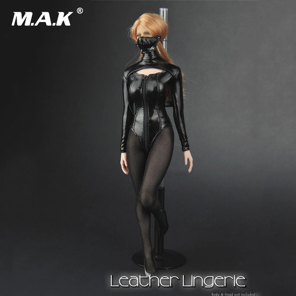

1/6 Scale Female Leather Lingerie With High Heel Shoes Stockings for 12 Inches Figures Bodies