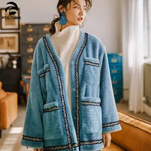 FOLOBE, искусственный мех, женские синие меховые пальто, брендовая уличная одежда, женские куртки из искусственного меха, пальто, зимние толстые короткие меховые пальто для девочек