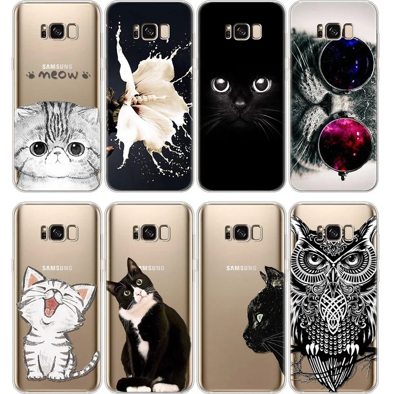 ТПУ кота совы крышка для Samsung Galaxy J2 J3 J5 J7 Prime S5 S6 S7 край S8 S9 плюс A3 A5 A6 A8 Note 8 9 2016 2017 2018