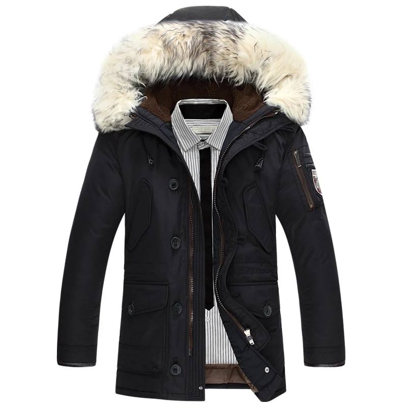 

New brand winter jacket men 90% white duck down jacket thick keep warm men down jacket fur collar hooded down jackets coat male