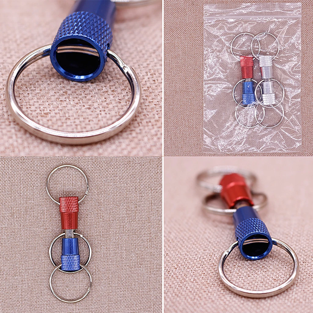 

2 Pieces Heavy Duty Three Key Ring Quick Release Detachable Pull-Apart Keychains Lock Holder Key Accessory