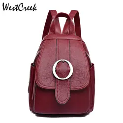 WESTCREEK бренда небольшой кожаный рюкзаки для девочек Для женщин Винтаж рюкзак Дизайнер Высокое качество женские Повседневное женский рюкзак