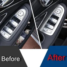 4 шт. автомобильный DIY Кнопка подъема декоративный лайтбокс из нержавеющей стали чехол для Benz C180lC200l части Аксессуары