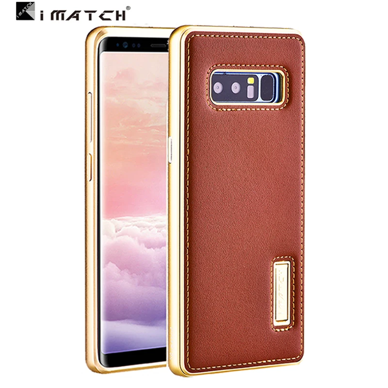 

for samsung note 8 case Metal aluminum + Genuine leather back cover case for Samsung Galaxy note 8 coque