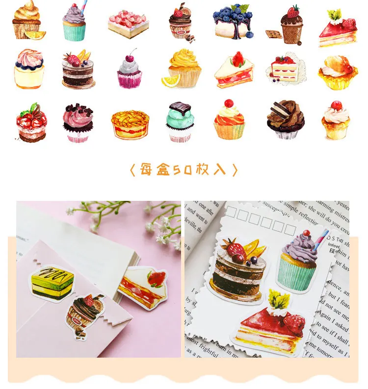 Sweet Cakes seal Label Stickers set Decorative Stationery Stickers Scrapbooking DIY Diary Album Stick Label