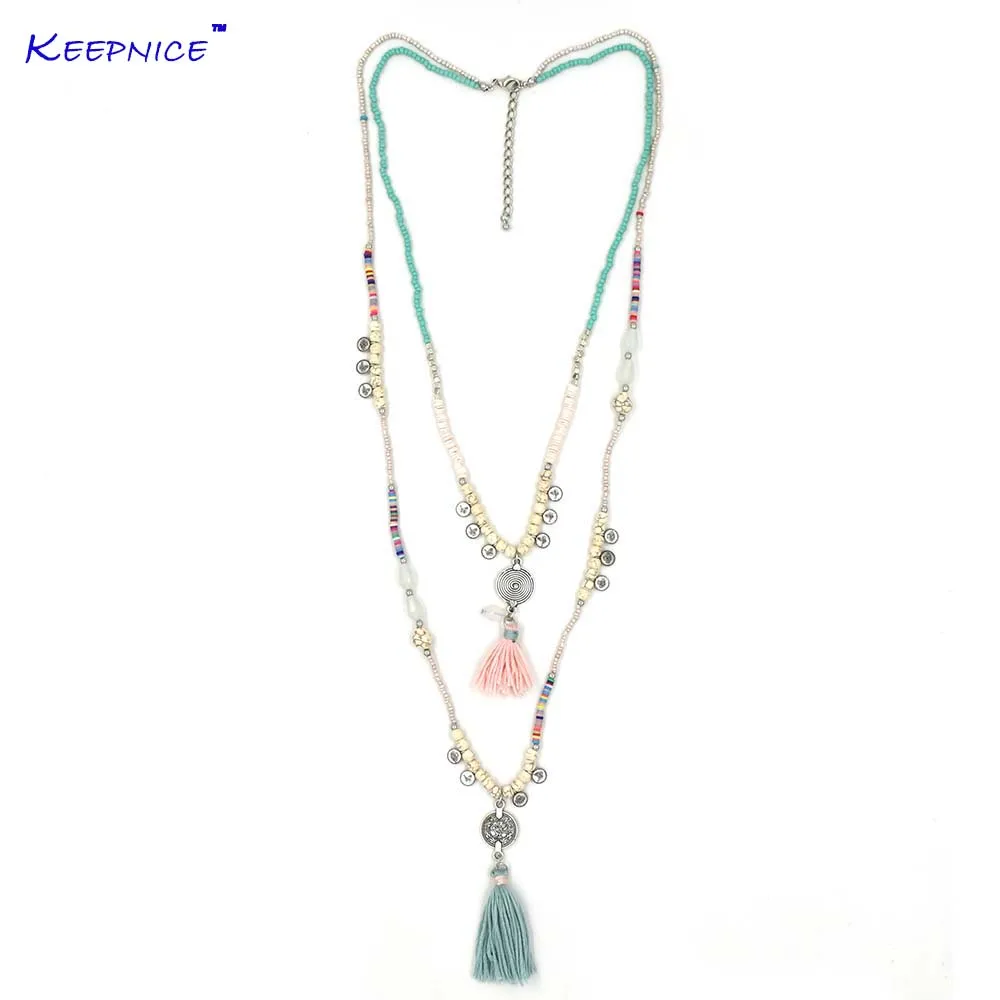 Nuevo collar creativo borla hecho a Boho Chic Bohemia collares largos Multy Seedbeads collar de cadena|long necklace|chain necklacependent necklace - AliExpress