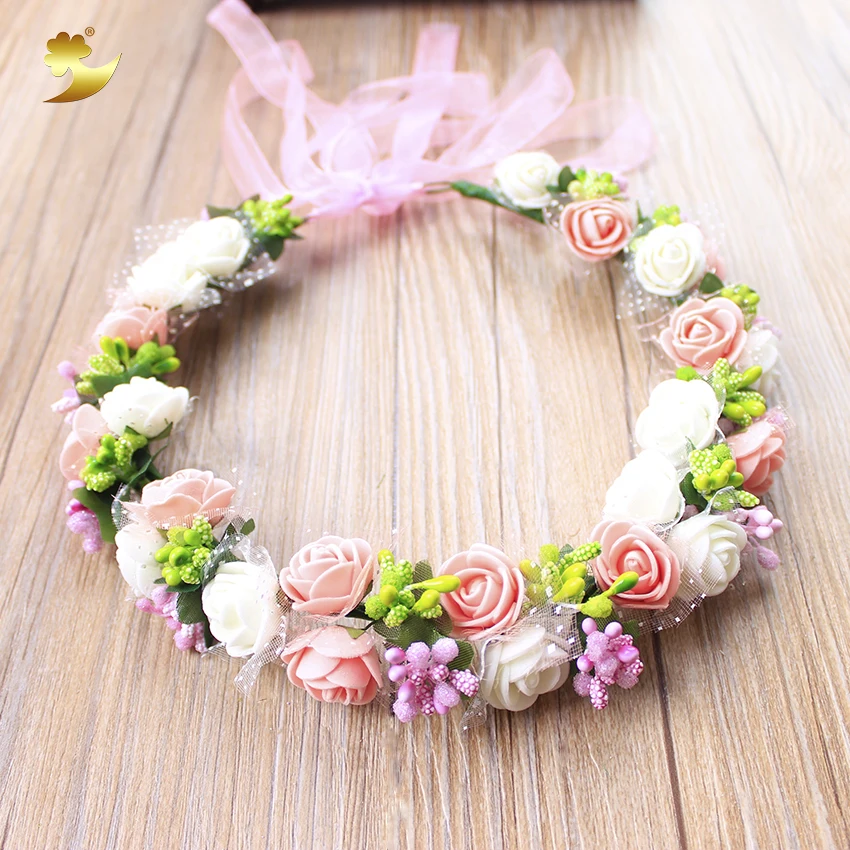 XinYun Women Adjustable Rose Flower Headbands Crown Beach Wedding Wreath Hairband Bridal Hair Ornament | Украшения и аксессуары
