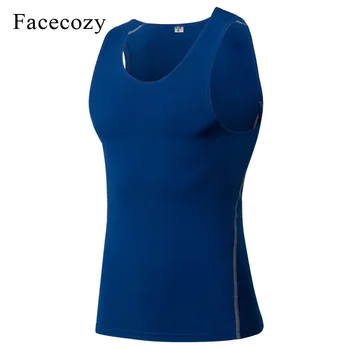 

Facecozy Men Tight Running Vests Elastic Breathable Quick Dry Tops Yoga Fitness Basketball Bodybuilder Sleeveless Undershirt