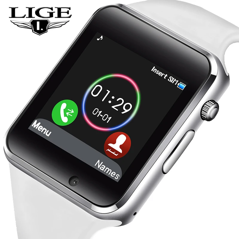 LIGE Bluetooth Смарт часы мужские SIM TF Push Message шагомер цифровые Умные женские Hombre inteligente
