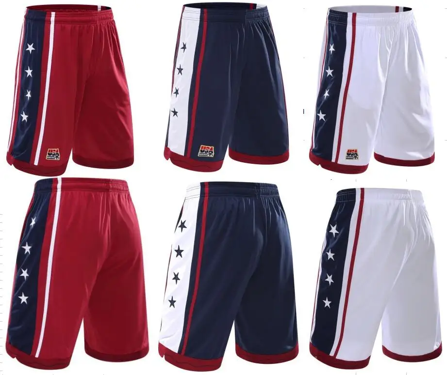 USA Basketball Shorts Men Polyester Mesh Sport Running Short Pants Homme Drawstring Gym Joggers