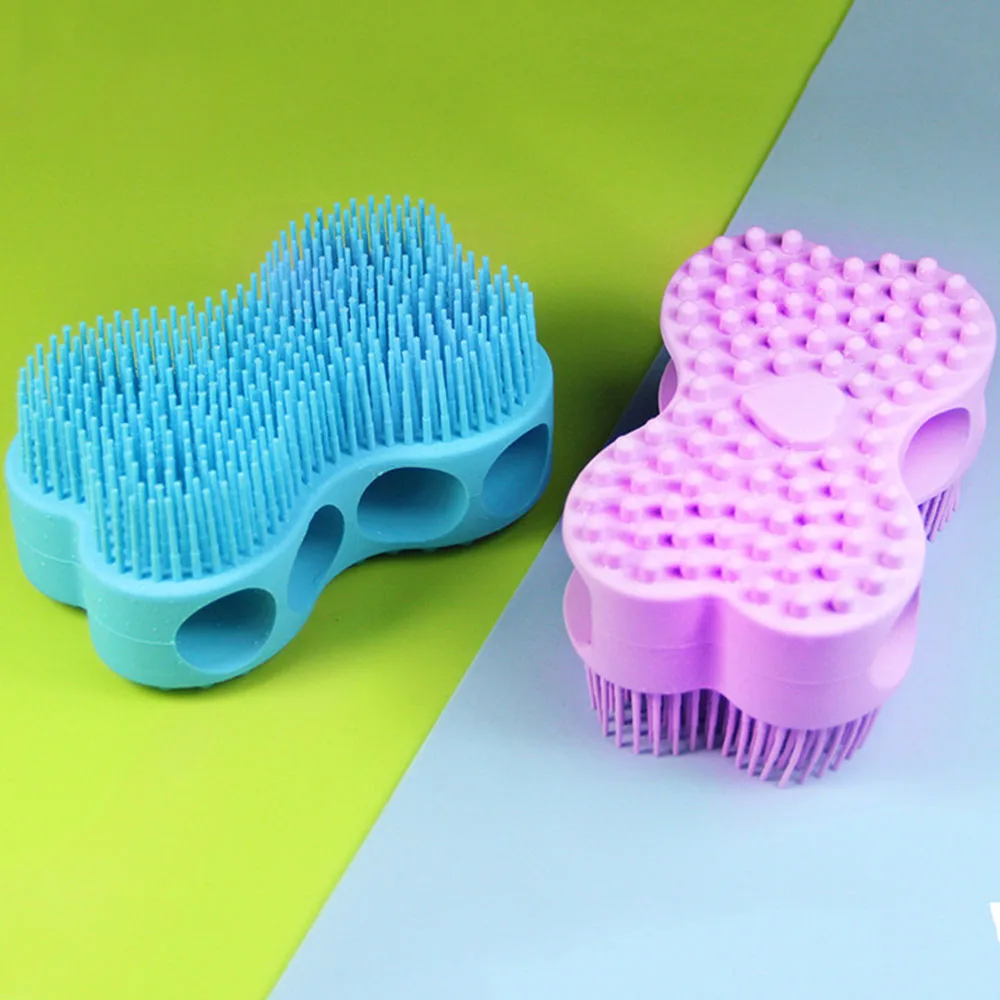 

1Pcs Ultra Soft Fingerwear Design Spa Shampoo Bath Brush Silicone bath shower Massage Brush Head Body Massager Washing Comb
