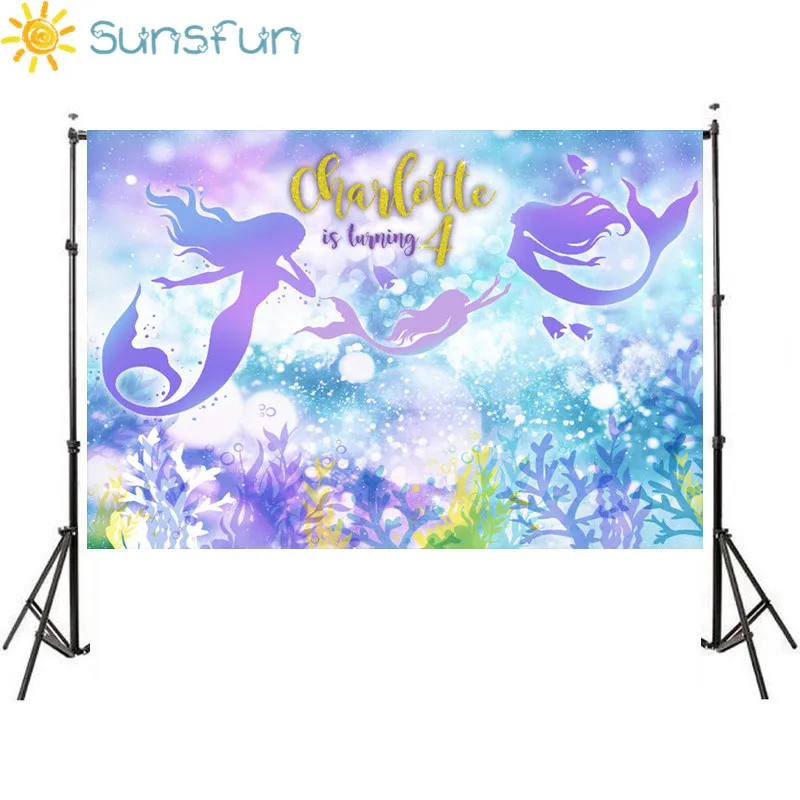 

Sunsfun Blue Under Sea Mermaid Corals Little Mermaid Newborn Custom Photo Studio Background Birthday Party Backdrop Vinyl 7x5ft