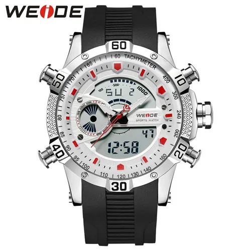 WEIDE Модные спортивные часы, мужские кварцевые наручные часы, цифровые уличные мужские часы, резиновые Брендовые мужские часы, аналоговые часы с датой - Цвет: S W B