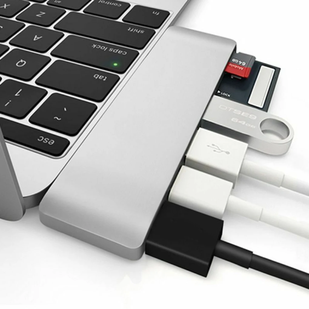 Батареи для замены ноутбуки MacBook Тип-C отложным воротником hd-конвертер 6-в-1 4K x 2k Hub адаптер TF/SD кард-ридер