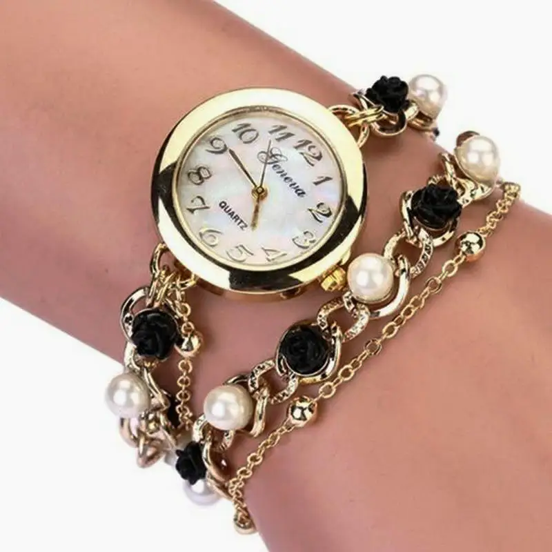 Простые женские наручные часы браслеты 2018 Новый жемчужный браслет ранка корейская форма аналоговый Дисплей женские студенческие модные