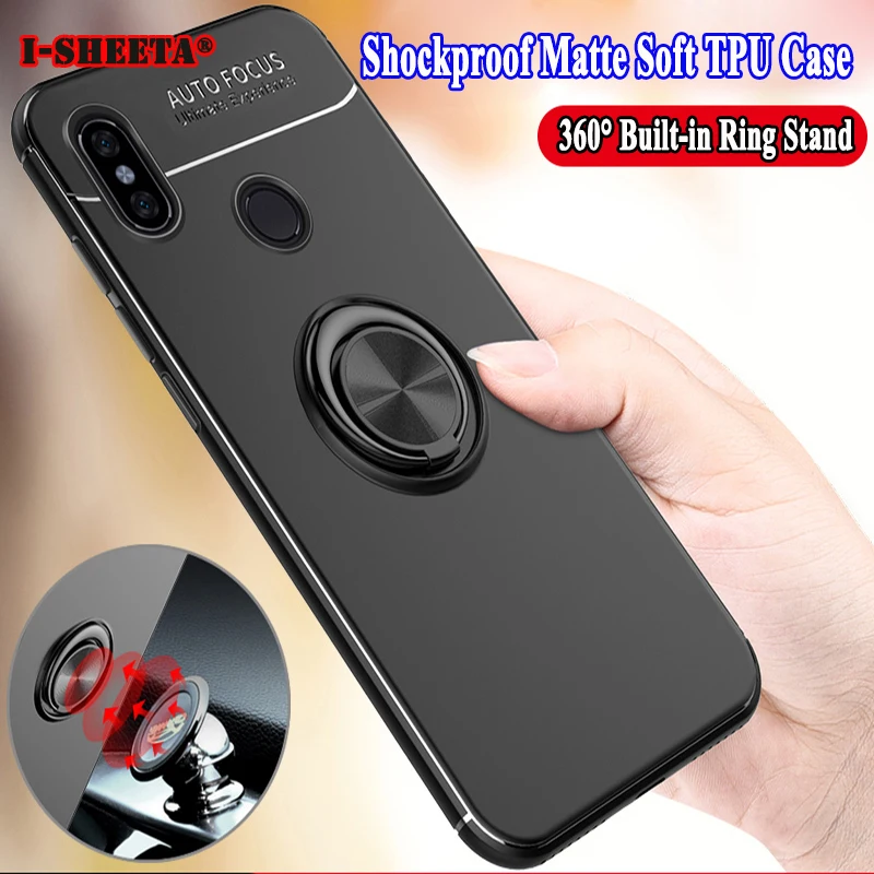 Чехол для Xiaomi Redmi Note 7 6 5 Pro с магнитным кольцом и подставкой на 360 градусов + мягкая