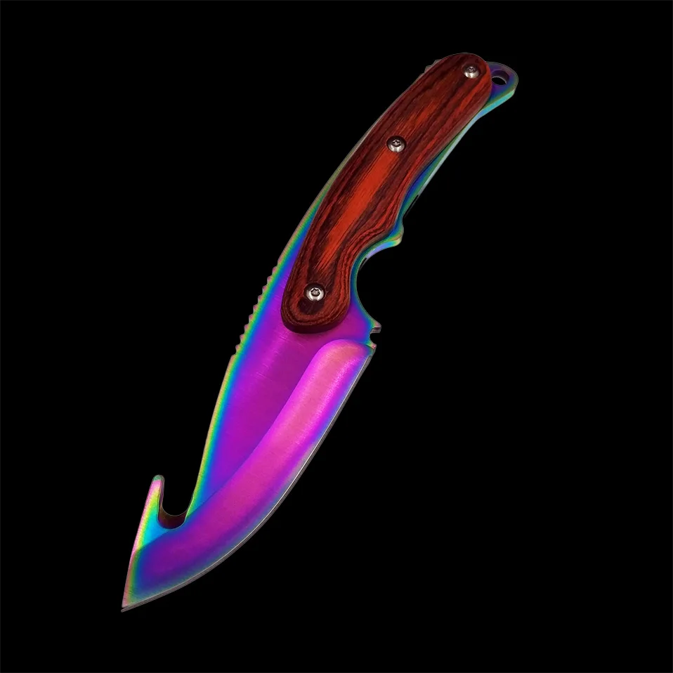 Настоящий тигровый нож для зубьев CS GO Gut knife s Counter Strike, тактические прямые охотничьи ножи, походная оболочка, нож для выживания, цветной нож