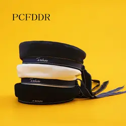PCFDDR весна-осень модный пояс бабочка завязанный берет корейский выпуск Студенческая вышивка и алфавитная армейская кепка