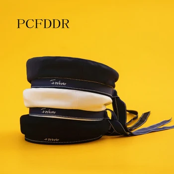 

PCFDDR Spring and Autumn Fashion Belt Butterfly-knotted Beret Korean Edition Student Embroidery and Alphabetic Army Cap.