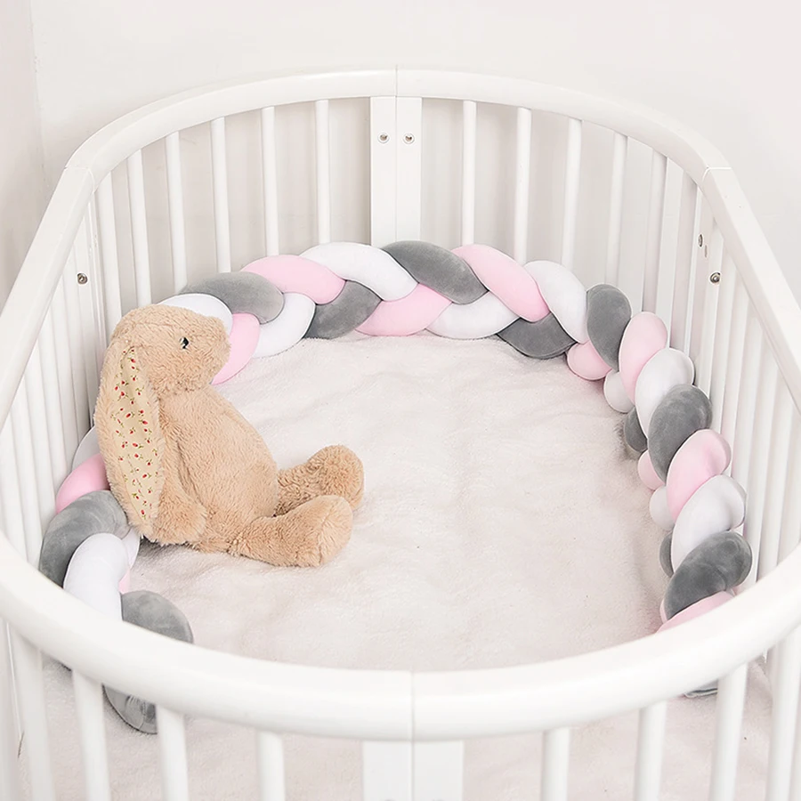 Кровать для новорожденных бампер 1 м/2 м/3 м Длина чистый ткачество плюшевый узел кроватка бампер детская кровать детская защита для кроватки украшение в детскую комнату