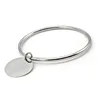Gold Plating Steel Silver Color Pendant Charm Bangle Bracelet with Dangle Drop Simple Bangle For Women 6