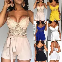 Для женщин Дамская мода Повседневное Летний комбинезон, Bodycon V шеи комбинезон вечерние Клубные