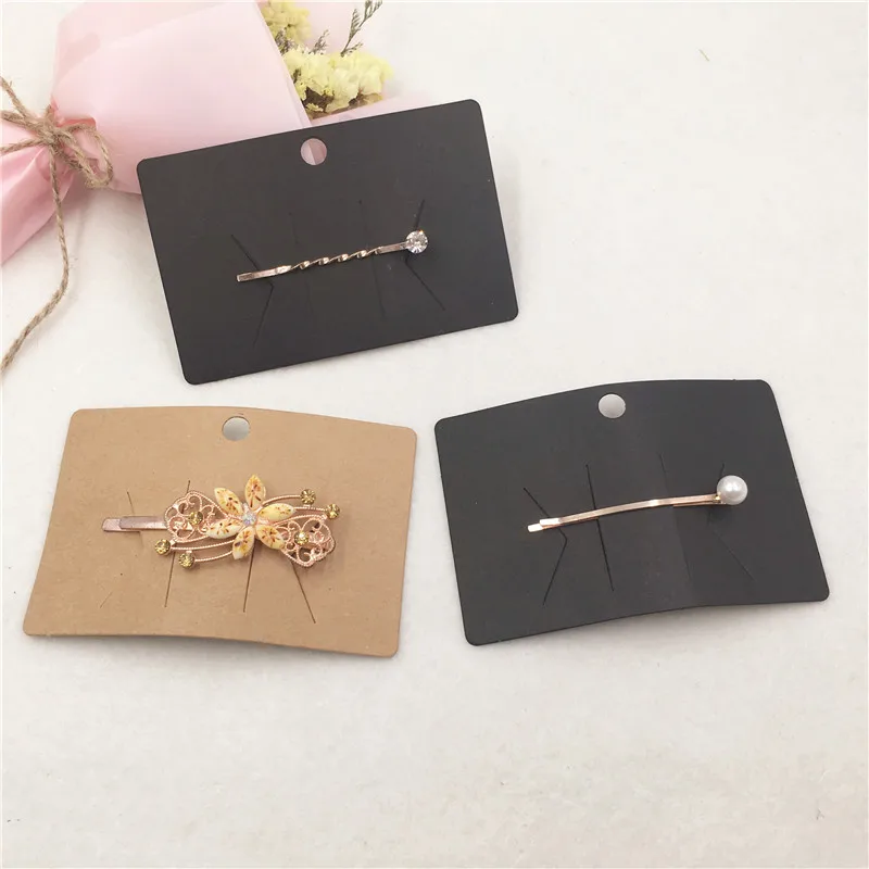 12pcs Blank Hairpin Paper Card Natural Kraft Ladies Hair Accessories