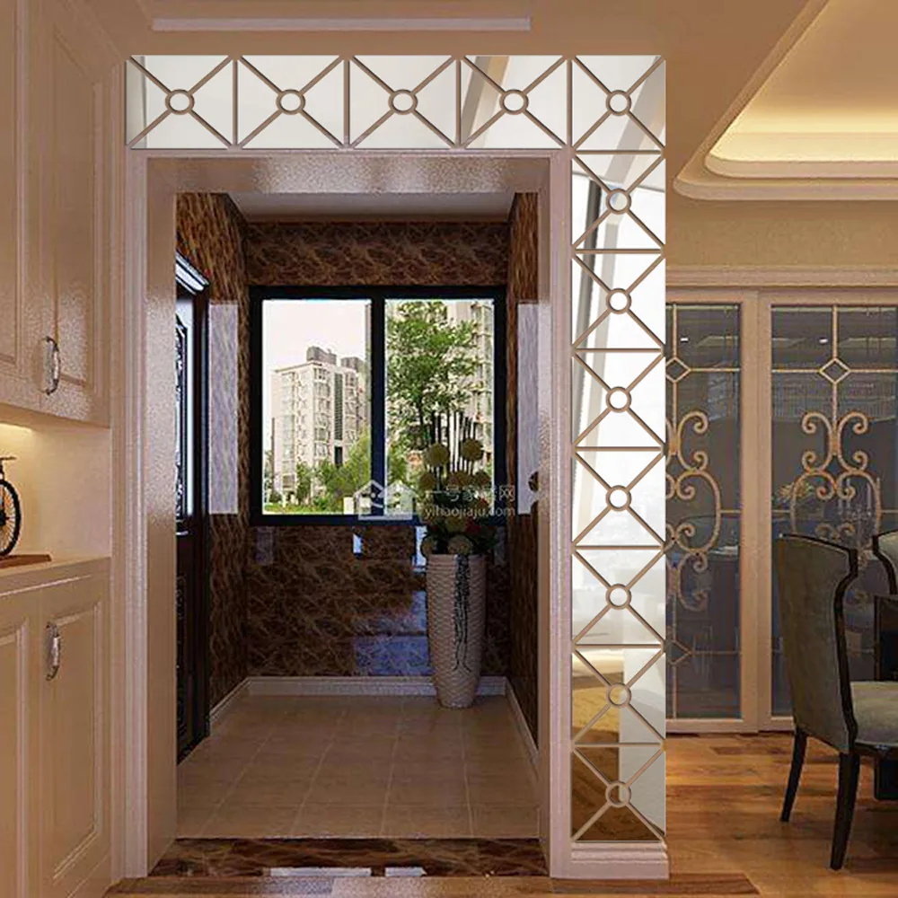 

ISHOWTIENDA 10PCS 200*400mm Modern Mirror Style Removable Decal Art Mural Wall Sticker Home Room DIY Decor