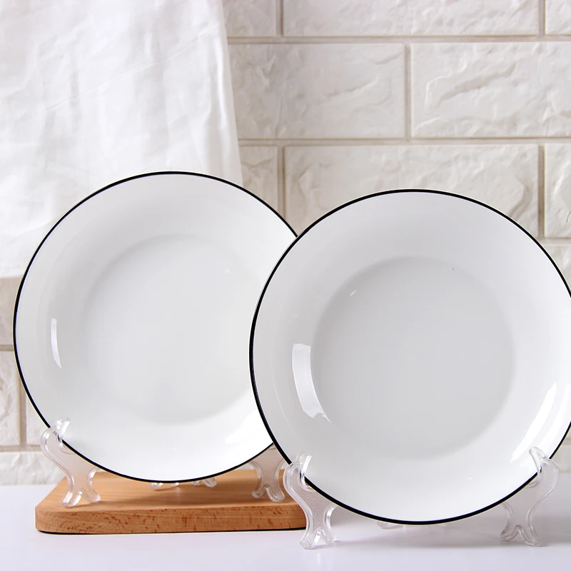 2pcs Simple Ceramic Plate Creative Black Line Side Plate Fruit Plate Western Dish for Home Restaurant Cafe Dropshipping 2pcs Simple Ceramic Plate Creative Black Line Side Plate Fruit Plate Western Dish for Home Restaurant Cafe Dropshipping