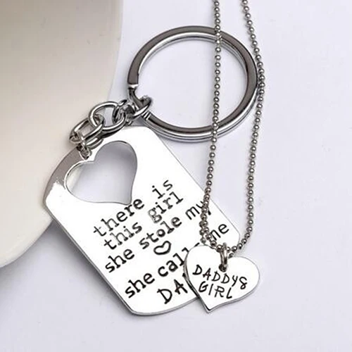 

Father's Day Jewelry Love Heart Daughter Father Letter Printed Keychain Necklace