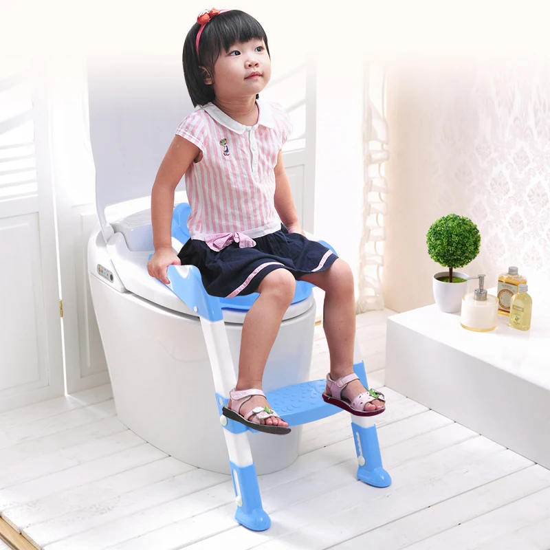 spesifikasi 2 Warna Bayi Kursi Pelatihan Potty Anak Potty dengan Adjustable Tangga Bayi Kursi Toilet Bayi Pelatihan Toilet Lipat Kursi