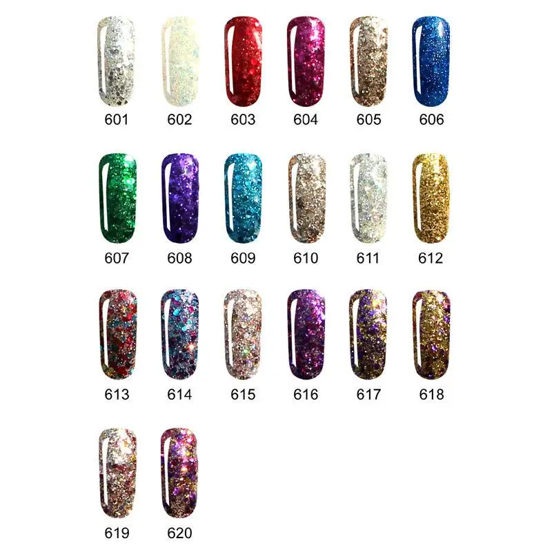 Essaje 8ML Base and Top Gel Varnish 3D Diamond Glitter UV Nail Gel Polish Led Lacquer Lucky Bling Soak Off Sequin Nail Art