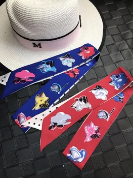 

Rare Flower Print Fashion 100% Silk Riband Decoration Scarf Neck Beauty Choker Ribbon Hair Band Bandeaus ZSBD79 Drop Shipping