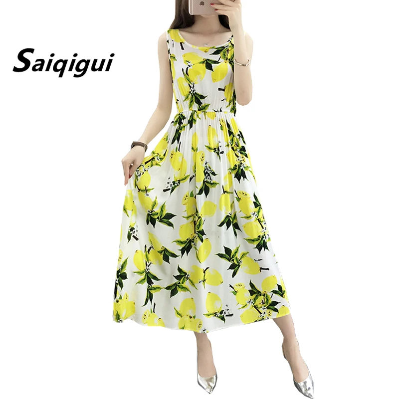 

22 color Saiqigui 2019 spring Summer dress women Sleeveless casual A-Line maxi dress elegant Bohemian beach long dress vestidos