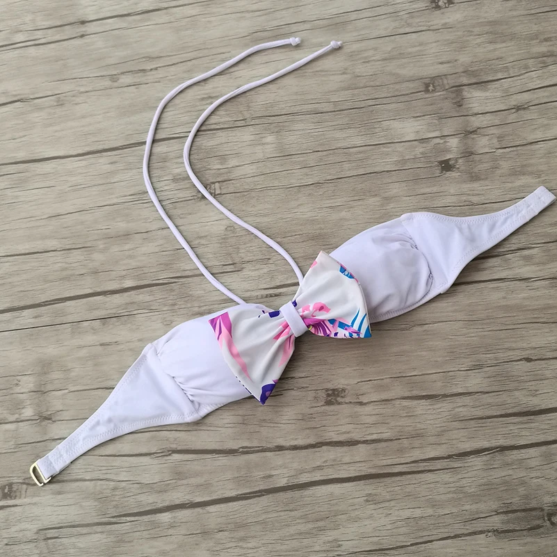 

Women Bikini Tube TOPS Women Swimwear Beachwear White Bow Top Bathing suits swimming wear for womens summer Secret Bikini UP