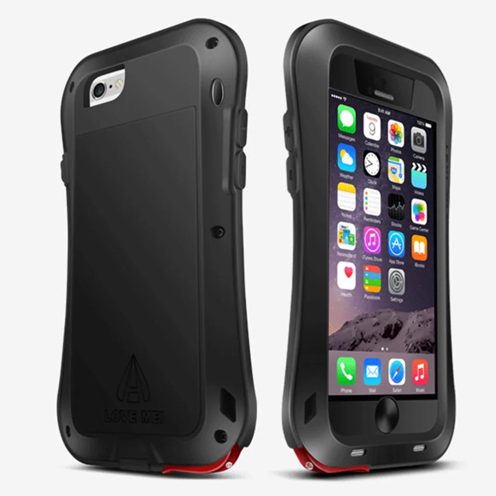 bilder für Echte LIEBE MEI Drei anti Shockproof Rugged Gehärtetes Gorilla-glas metall + Silikon Fall Für iPhone 6 6 s 5 s 6 s plus Fall abdeckung bilder für Echte LIEBE MEI Drei anti Shockproof Rugged Gehärtetes Gorilla-glas metall + Silikon Fall Für iPhone 6 6 s 5 s 6 s plus Fall abdeckung