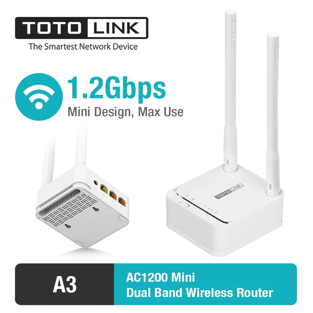 

TOTOLINK A3 AC1200 Wireless Dual BandWiFi Router, Wireless Repeater, WiFi Repeater, Access Point All in One