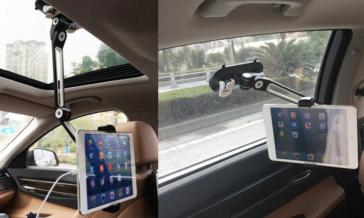 Универсальный автомобильный держатель для планшета, эргономичный кронштейн из алюминиевого сплава, вращающийся на 360 градусов, с двойной присоской, подставка для ленивых, для iPad, iPhone