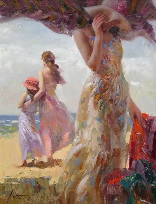  ◦˚ღ ســـجل حضــورك بــلوحه فنية ღ˚◦ - صفحة 99 Canvas-Art-Modern-Beach-Umbrella-by-Pino-Daeni-Painting-Beautiful-Woman-Home-Decor-hand-painted-high