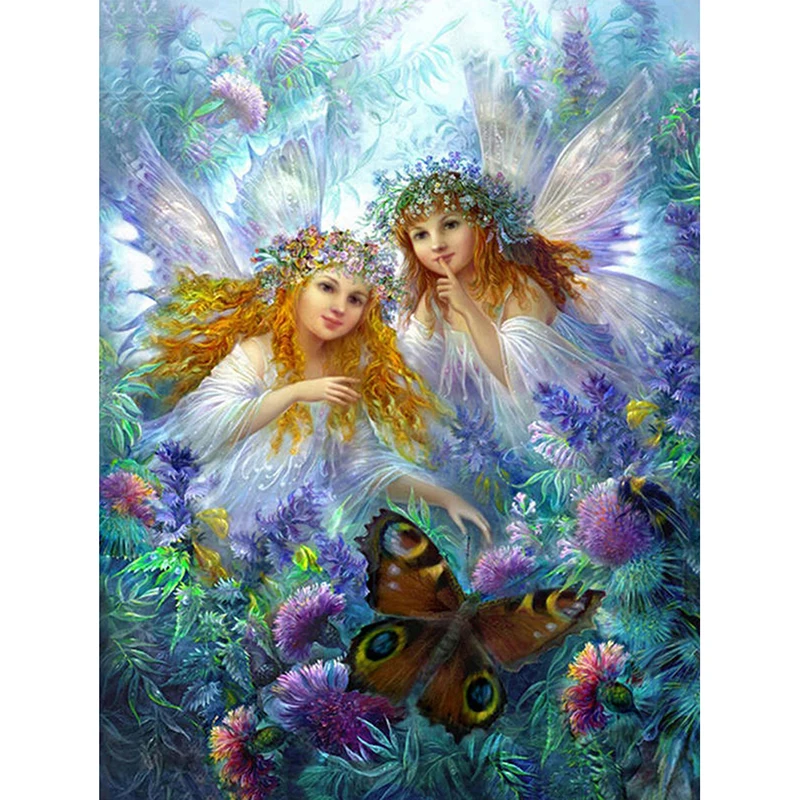 

5D DIY Diamond painting Cross stitch Two Little Angel Girls Full Drill Diamond embroidery Diamond mosaic