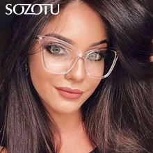 SOZOTU, оправа для очков, женские компьютерные оптические очки по рецепту, оправа для очков в стиле кошачьи глаза, женские прозрачные линзы YQ539