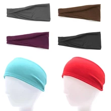 Для женщин Карамельный цвет широкая головная повязка Эластичная Повязка для головы Упругие волосы тюрбан-повязка леди бег Спорт Фитнес повязки на голову для йоги