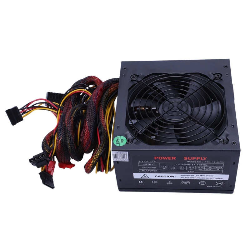 170-260V Max 650W Power Supply Psu Pfc Silent Fan 24Pin 12V Pc Computer Sata Gaming Pc Power Supply For Intel Amd Computer Eu
