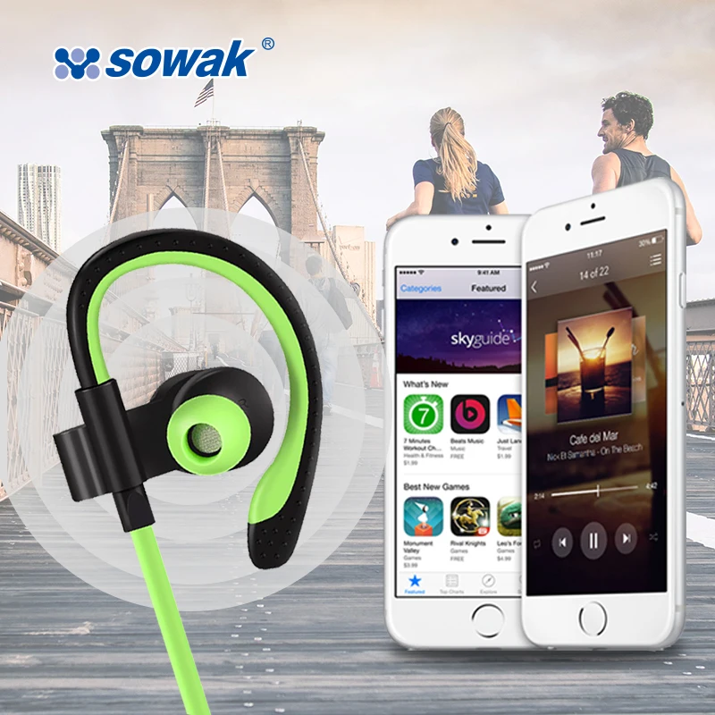 Спортивные наушники Sowak Q7 + беспроводные Bluetooth гибридная технология AptX HIFI с