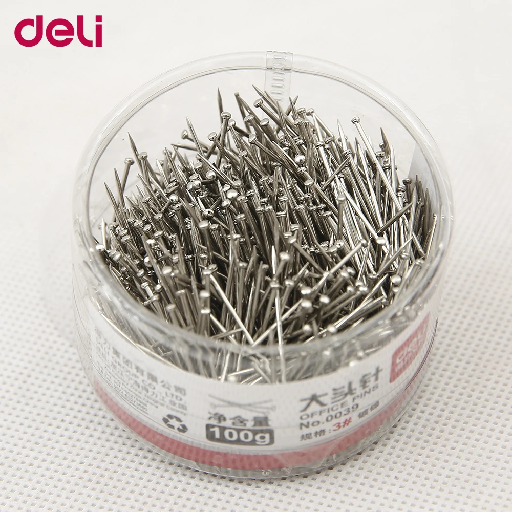 

Deli standard pins 100g per box metal school and office supplies 3#