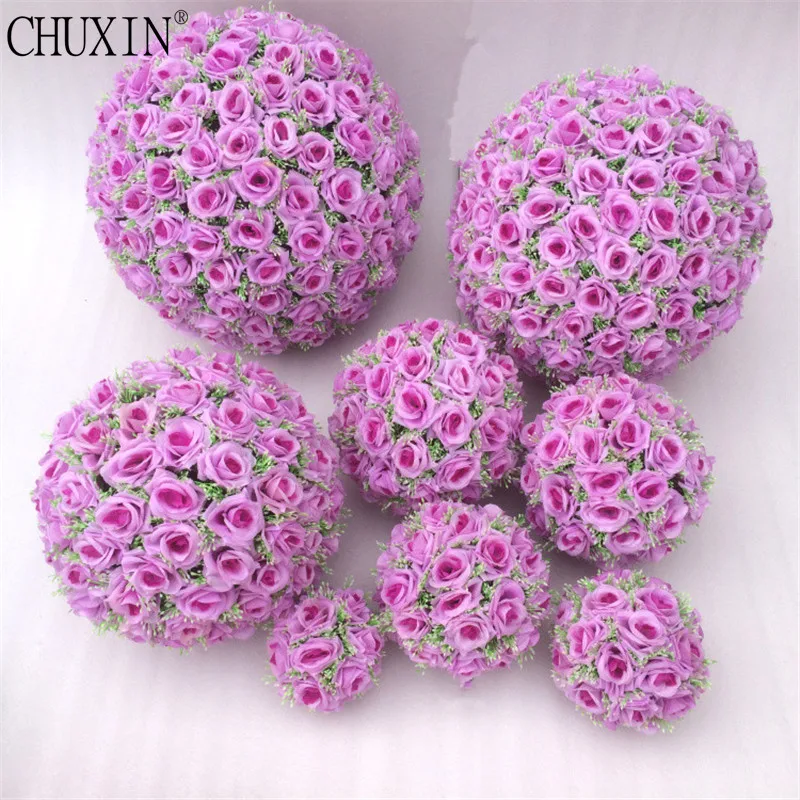 Artificial rose flower ball with grass four size support customized DIY
